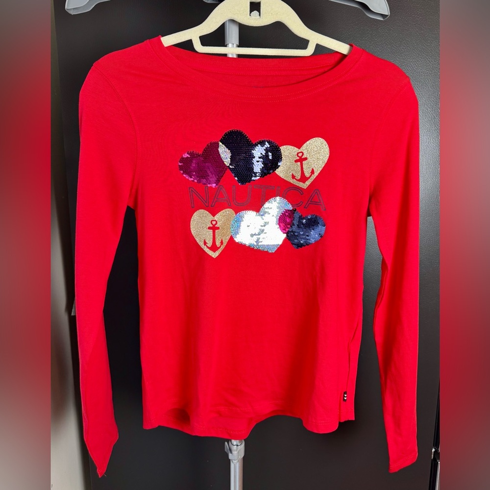 Nautica | Kids Size L (12/14) | Sequin Red Long Sleeve Top